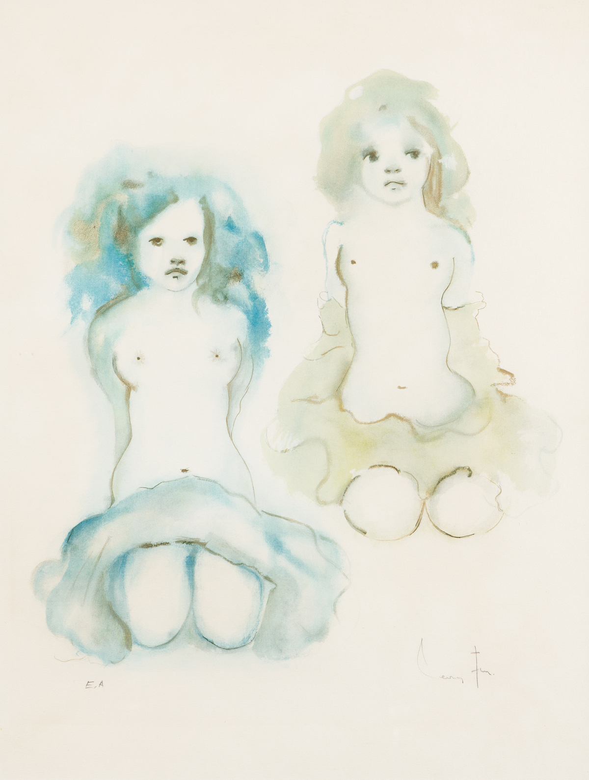 LEONOR FINI (1907-1996) Two Kneeling Nudes.